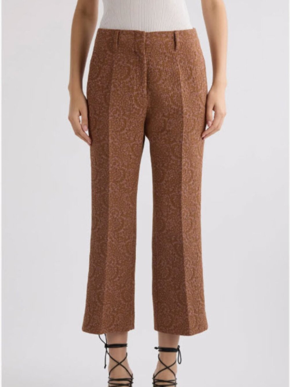 Dries Van Noten Paloma Floral Jacquard Crop Straight Leg Pants Size FR36/US4